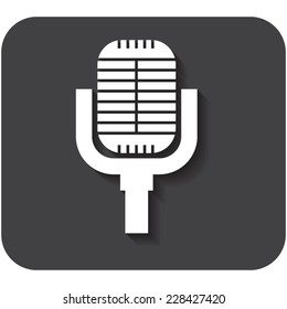 Flat designed retro microphone icon. Music