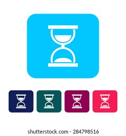 Flat designed sand watch icon in different colors. Business concept