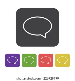 Flat designed text bubble icon in different colors. Business concept. Idea. Logic