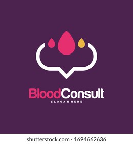 Diseños planos Blood Consult diseños de los logos de la sangre Concepto vectorial, Sangre Donación de sangre Donante plantilla, Sangre y Consultoría de Chat Icono Vector