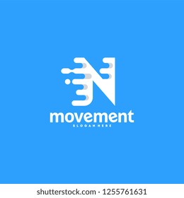 Flat Designs Fast Moving N Initial Letter logo Vector, Technology Business and Digital logo template