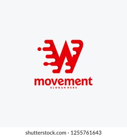 Flat Designs Fast Moving W Initial Letter logo Vector, Technology Business and Digital logo template