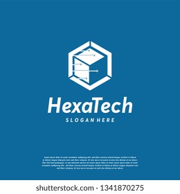 Flat Designs Hexagon tech logo designs vector, Digital Box logo template