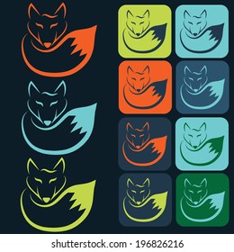 flat designs and icons of fox