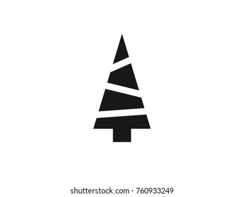 Flat design/vector simple abstract minimalistic icon/logo of christmas tree
