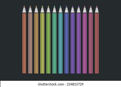 Flat desing pencils. Vector illustration.