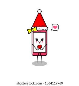 Flat desing style cellphone, with a cute expression