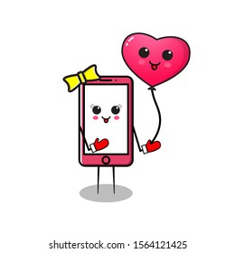 Flat desing style cellphone, with a cute expression