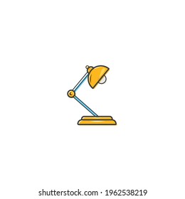 Flat Desk lamp Outline Cartoon Style Suitable for Sticker, Icon. Isolated on a white background