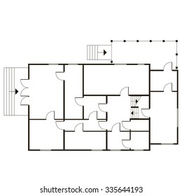 Flat detailed architectural background. Abstract vector blueprint in common path
