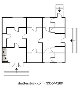 Flat detailed architectural background. Abstract vector blueprint in common path
