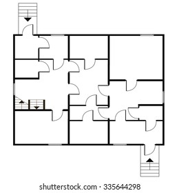Flat detailed architectural background. Abstract vector blueprint in common path
