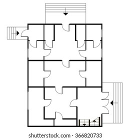 Flat detailed architectural background. Abstract vector blueprint in common path
