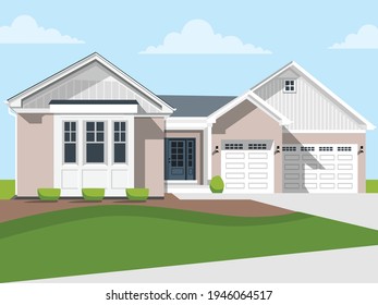 Flat detailed colorful cottage houses. Flat style modern buildings. Vector illustration