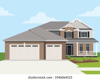 Flat detailed colorful cottage houses. Flat style modern buildings. Vector illustration