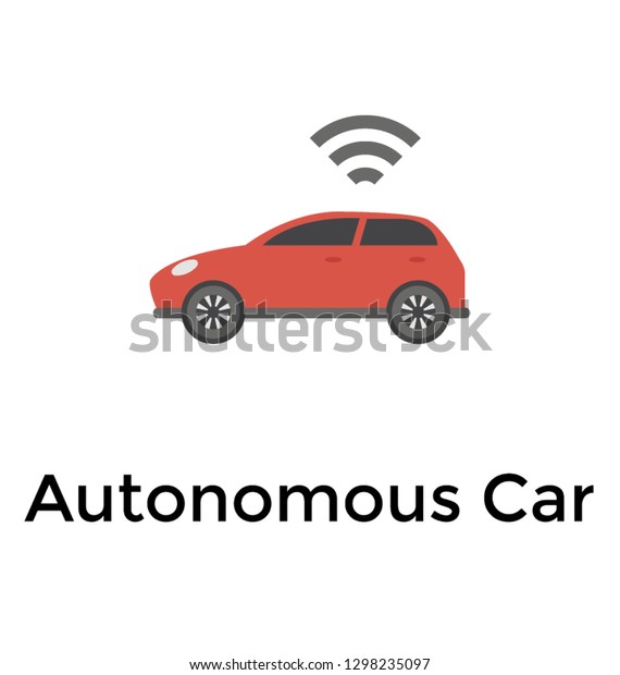 Flat detailed icon of\
a autonomous car 