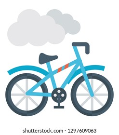 Flat detailed icon of a bicycle. 