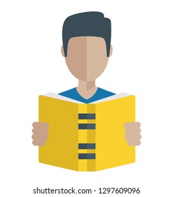 Flat detailed icon of a book reading. 