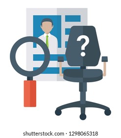 Flat detailed icon of a candidate search.