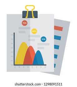 Flat detailed icon of a curve chart 