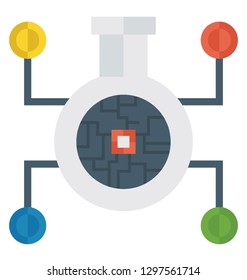 Flat detailed icon of a drone camera. 