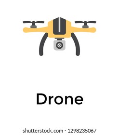Flat detailed icon of a drone camera, air drone  