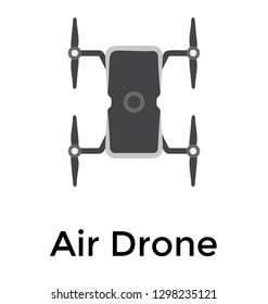 Flat detailed icon of a drone camera, air drone  