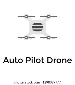 Flat detailed icon of a drone camera, autopilot drone 