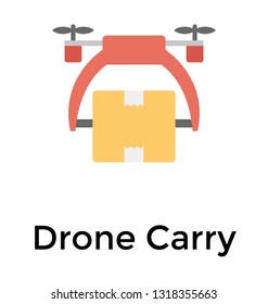 Flat detailed icon of a drone delivery camera. 