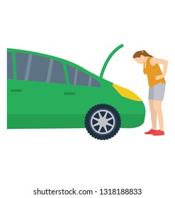 Flat detailed icon of engine heated 