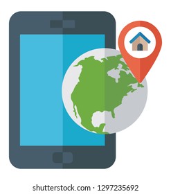 Flat detailed icon of a gps app. 