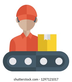 Flat detailed icon of a mechanical engineer.