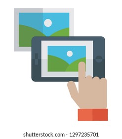 Flat detailed icon of a mobile gallery. 