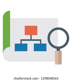 Flat detailed icon of a project analysis. 