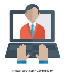 Flat detailed icon of a searching candidate. 