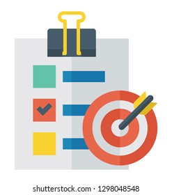 Flat detailed icon of a target list. 