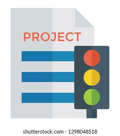 Flat detailed icon of a traffic light report. 