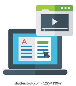 Flat detailed icon of video tutorial.