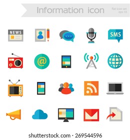 Flat detailed information colored icons on white background