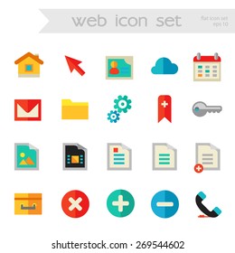 Flat detailed web colored icons set 1 on white background