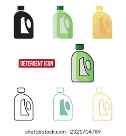 Juego de iconos de detergente plano, símbolo vector Ilustración.