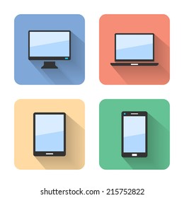 Flat device icons. Vector illustration