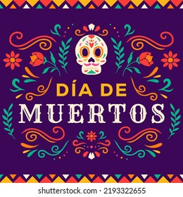 flat Dia de muertos illustration with ornaments