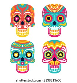 Flachdia de muertos skulturensammlung Vektorgrafik