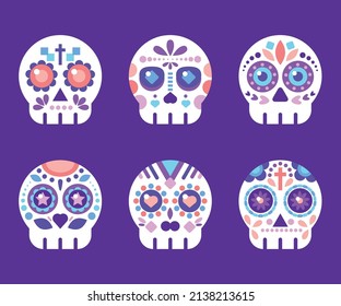 Flachdia de muertos skulturensammlung Vektorgrafik