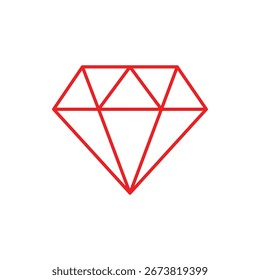 Flaches Diamantsymbol, das Schatz, Kristallbrillanz, Reichtum und Elitestatus im modernen Vektorstil für Branding, Luxus und Grafikkunst symbolisiert