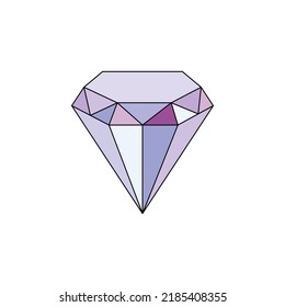 Ilustración vectorial de icono de diamante plano. Dibujo geométrico brillante mínimo de líneas de arte.