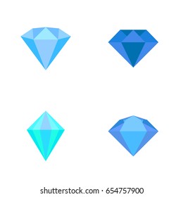 Flat Diamond Set Of Carat, Gemstone, Karat And Other Vector Objects. Also Includes Jewel, Jewelry, Carat Elements.