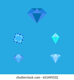 Flat Diamond Set Of Carat, Karat, Diamond And Other Vector Objects. Also Includes Jewelry, Jewel, Brilliant Elements.