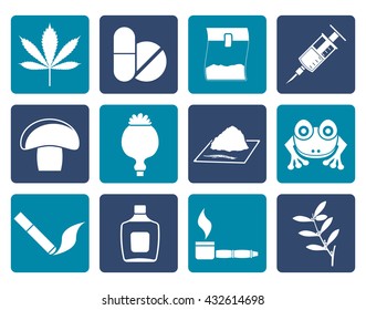Flat Different kind of drug icons - vector icon set